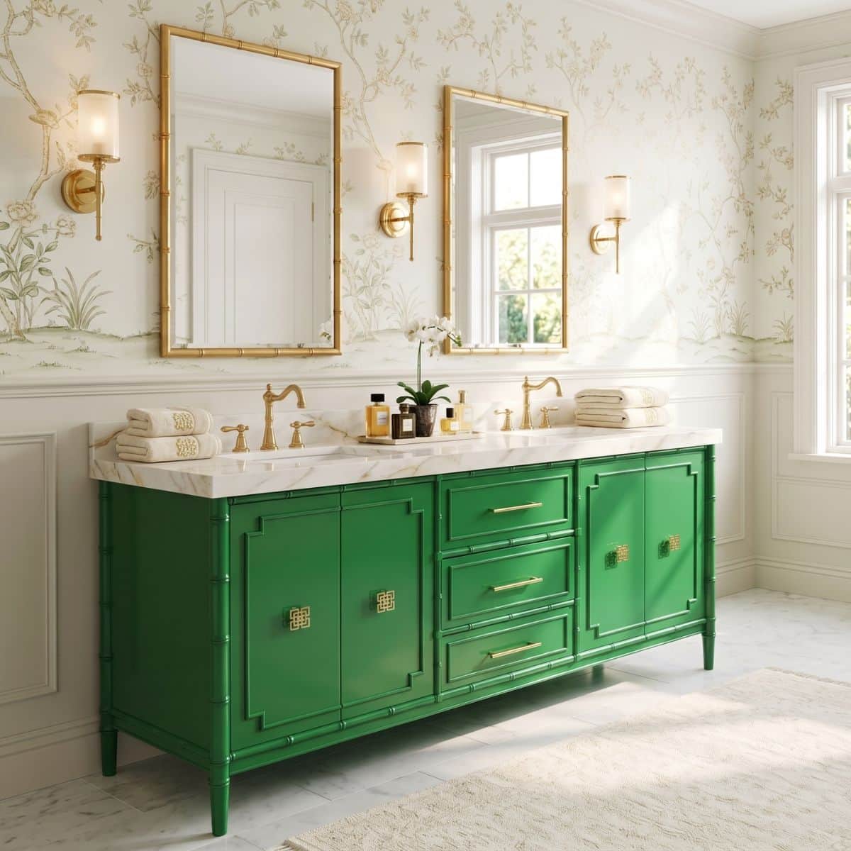 Faux Bamboo Double Vanity | The Resplendent Crow