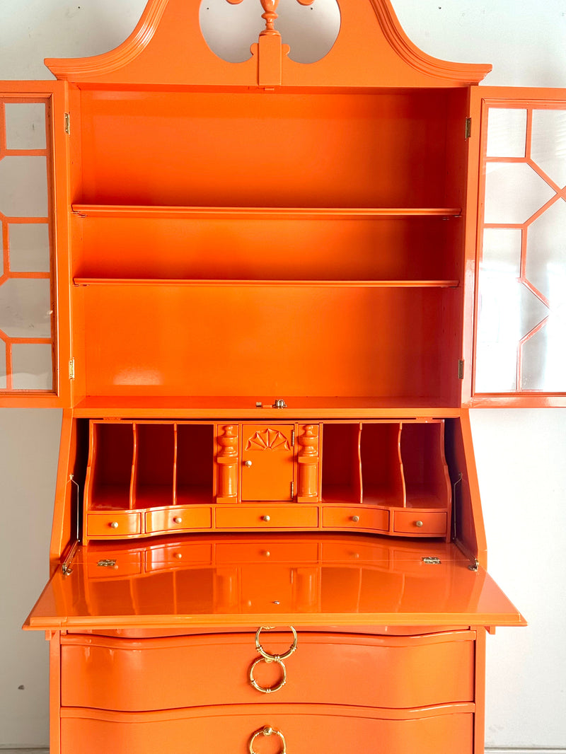 Cabinets & Storage Orange Lacquered Secretary Cabinet The Resplendent Home