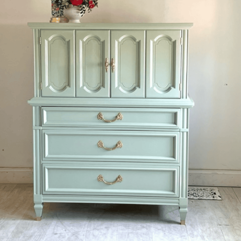 Cabinets & Storage Vintage Armoire Tallboy in Soft Green The Resplendent Crow