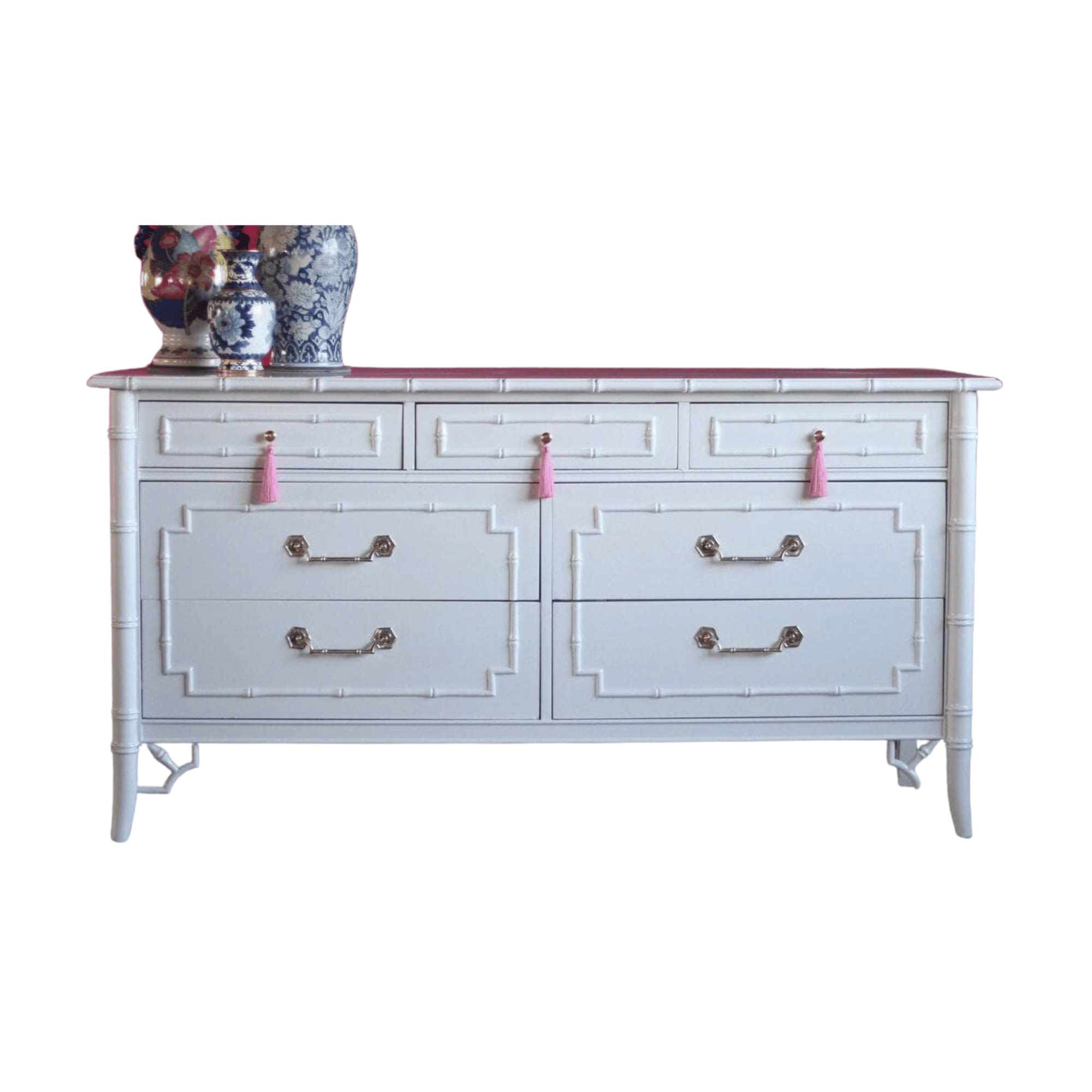 Thomasville Faux Bamboo Dresser Lacquered Thomasville Faux Bamboo Dresser Lacquered