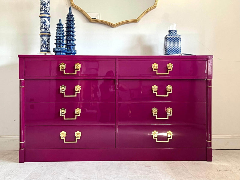 Mid Century Traditional Dresser in Ruby - Ready To Ship! The Resplendent Crow