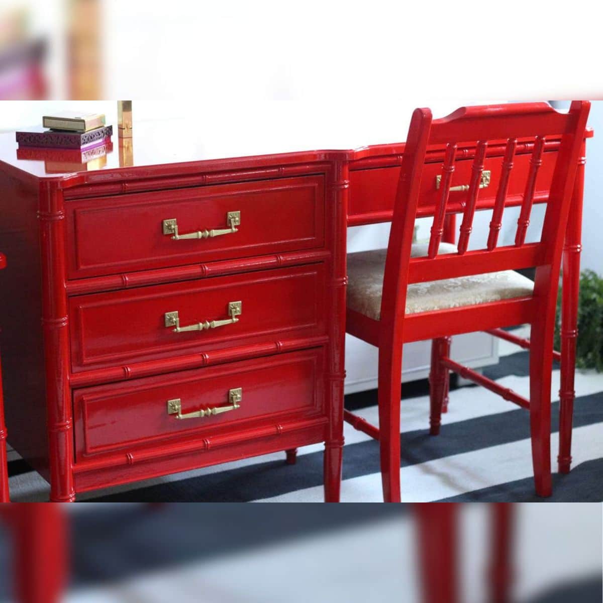 Vintage Henry Link Bali Hai Desk + Chair - Lacquered