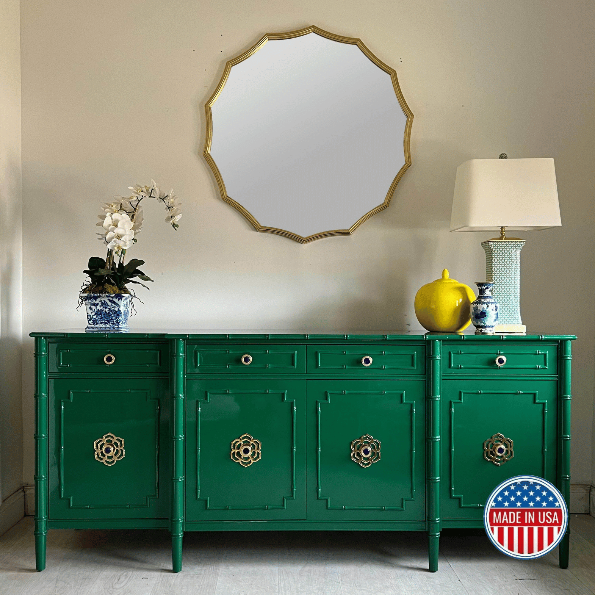 Green buffet clearance cabinet