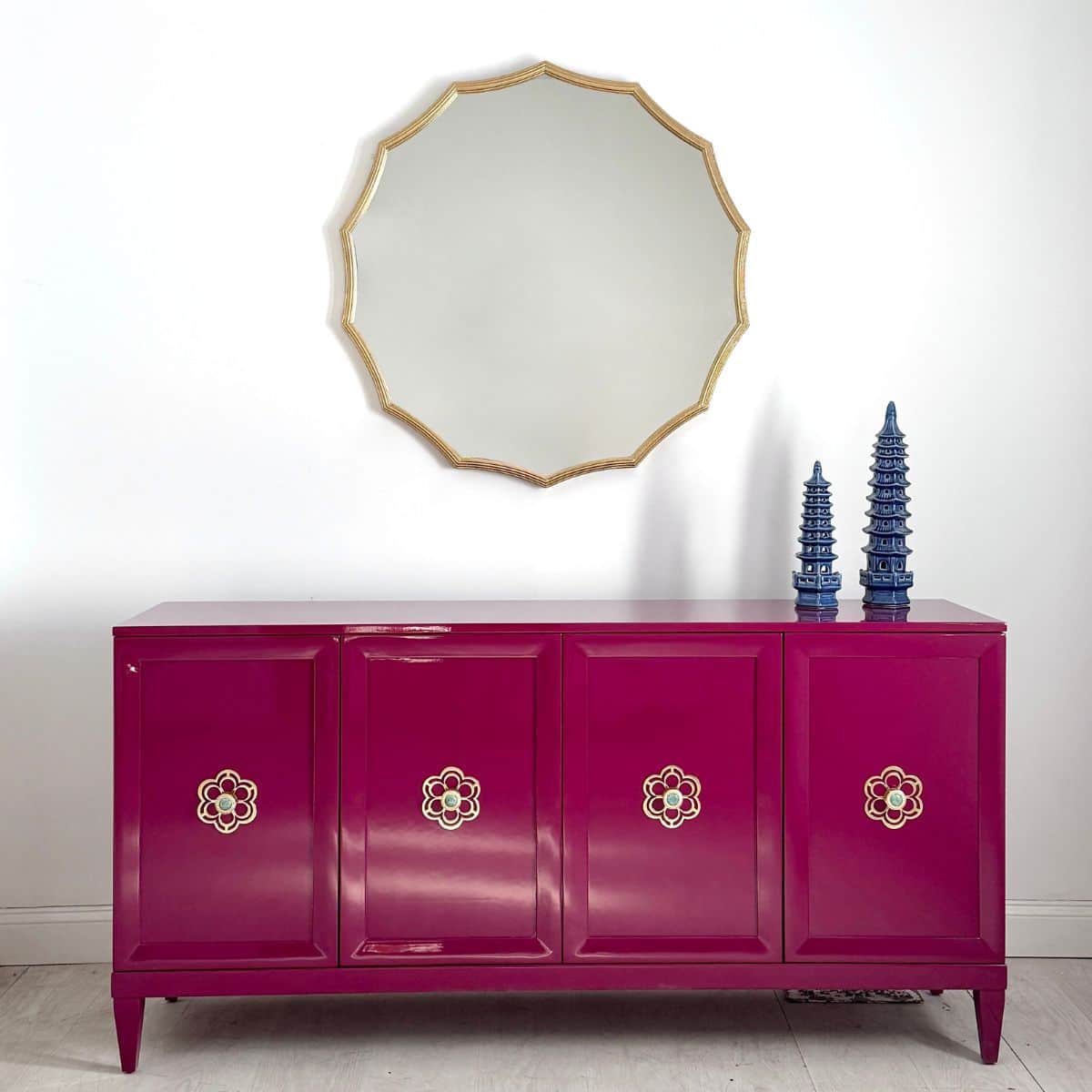 Zane 70” Credenza in Ruby | The Resplendent Crow