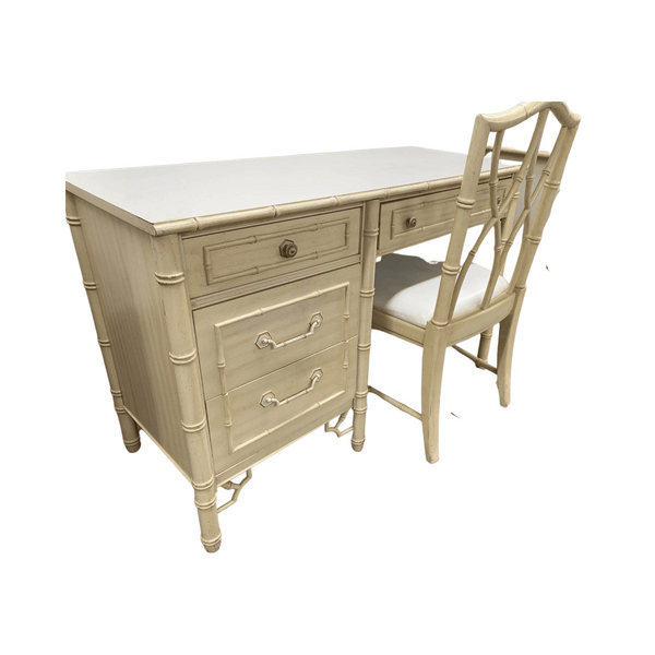 Thomasville Faux Bamboo Desk & Chair- Custom Lacquered The Resplendent Home