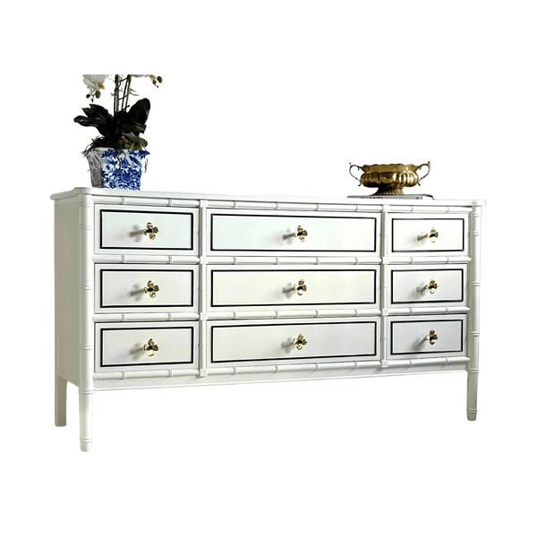 Faux Bamboo Dresser in Creamy White The Resplendent Home