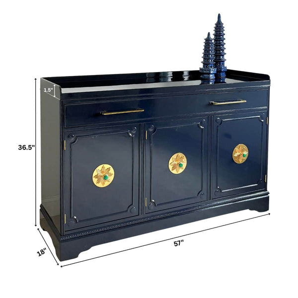 3-Door Traditional Buffet Painted in Our Dark Navy - Ready To Ship The Resplendent Crow