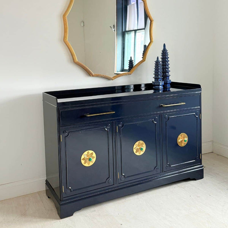 3-Door Traditional Buffet Painted in Our Dark Navy - Ready To Ship The Resplendent Crow