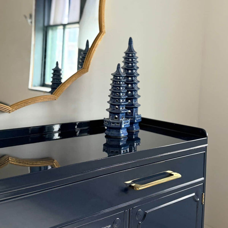 3-Door Traditional Buffet Painted in Our Dark Navy - Ready To Ship The Resplendent Crow