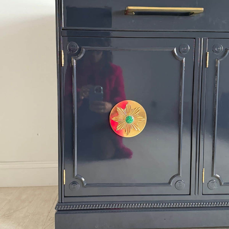 3-Door Traditional Buffet Painted in Our Dark Navy - Ready To Ship The Resplendent Crow
