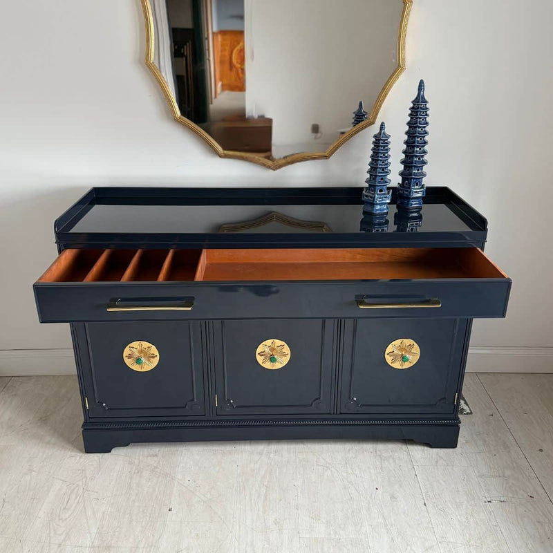 3-Door Traditional Buffet Painted in Our Dark Navy - Ready To Ship The Resplendent Crow