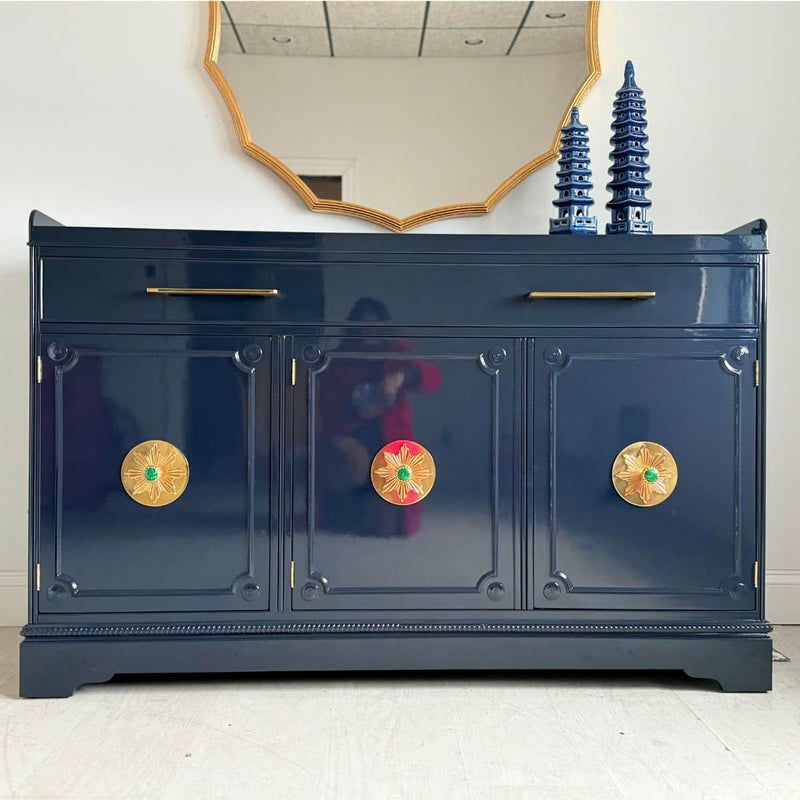 3-Door Traditional Buffet Painted in Our Dark Navy - Ready To Ship The Resplendent Crow