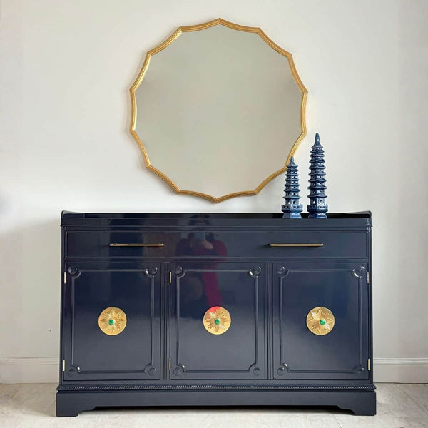 3-Door Traditional Buffet Painted in Our Dark Navy - Ready To Ship The Resplendent Crow