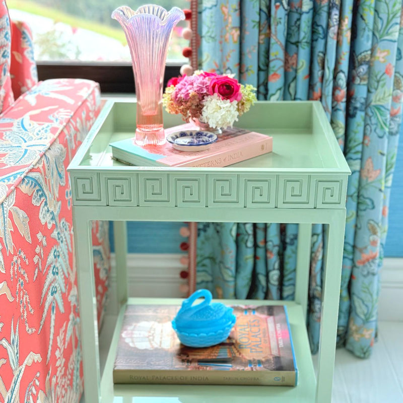 Greek Key End Table - Custom Lacquered
