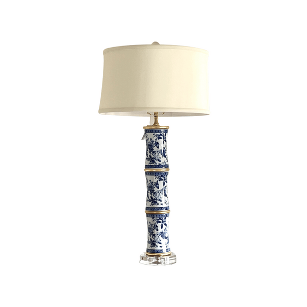 Blue And White Porcelain Bamboo Lamp The Resplendent Crow