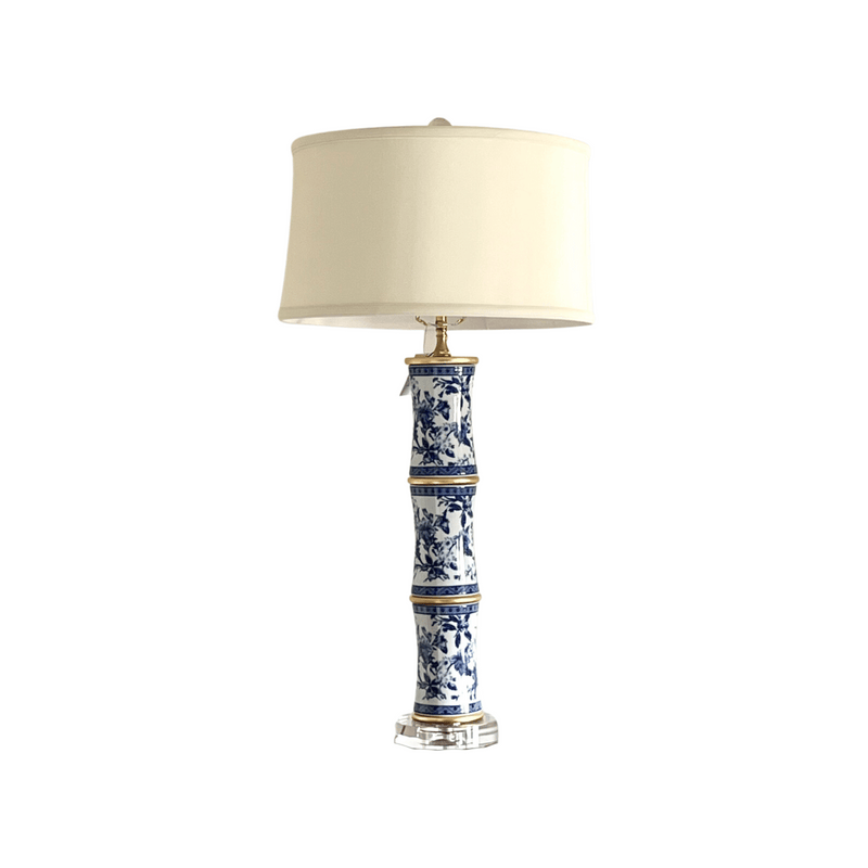 Blue And White Porcelain Bamboo Lamp | The Resplendent Crow Blue And White Porcelain Bamboo Lamp | The Resplendent Crow