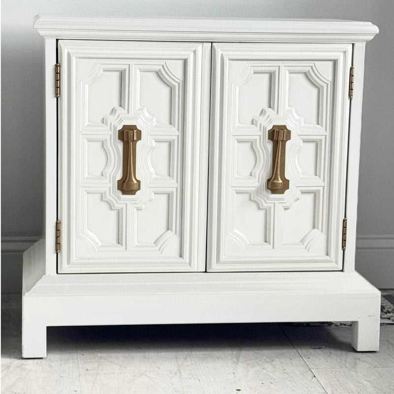 Cabinets & Storage Pair of Carved Nighstands in Chantilly Lace - Ready To Ship The Resplendent Crow