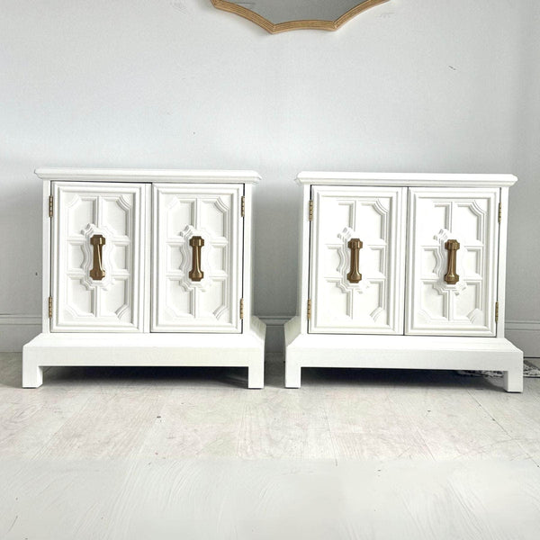 Cabinets & Storage Pair of Carved Nighstands in Chantilly Lace - Ready To Ship The Resplendent Crow