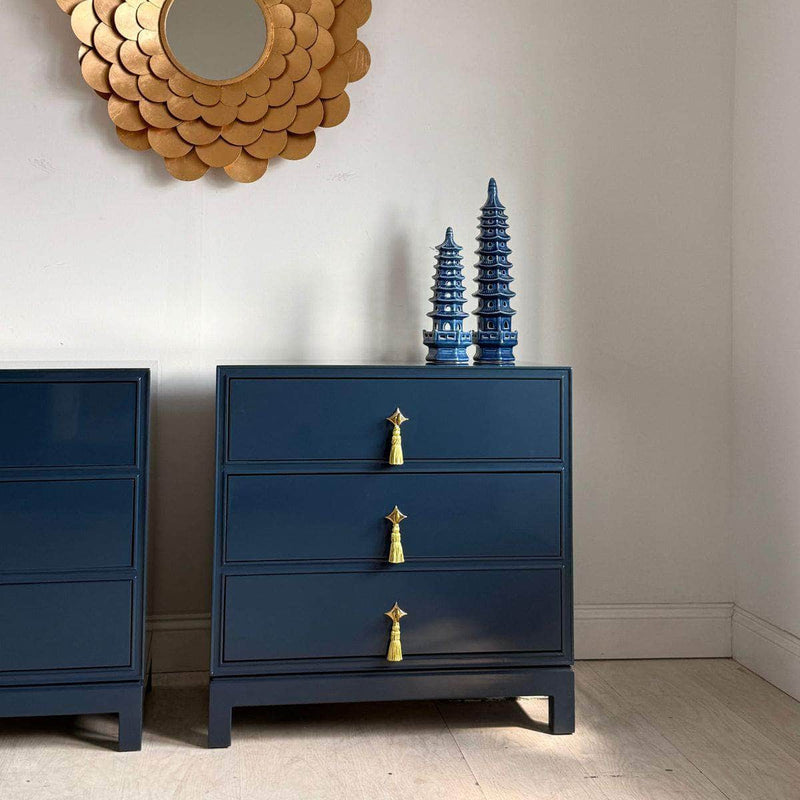 Cabinets & Storage Pair of Newly Made Navy Nightstands - Ready To Ship The Resplendent Crow