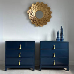 Pair of Newly Made Navy Nightstands - Ready To Ship