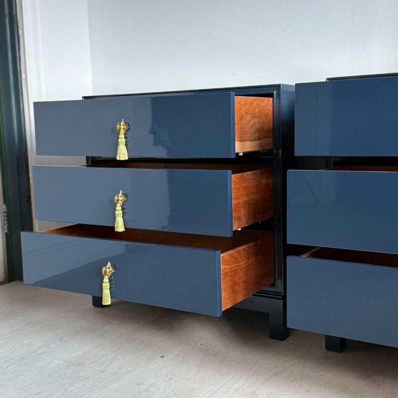 Cabinets & Storage Pair of Newly Made Navy Nightstands - Ready To Ship The Resplendent Crow