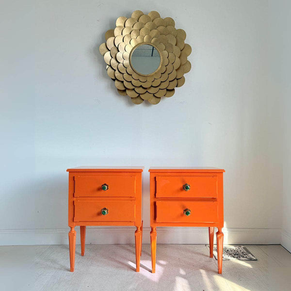 Cabinets & Storage Pair of Newly Made Orange Nightstands - Ready To Ship The Resplendent Crow
