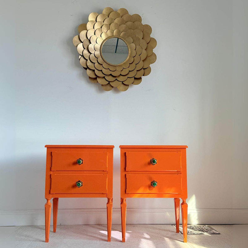 Cabinets & Storage Pair of Newly Made Orange Nightstands - Ready To Ship The Resplendent Crow