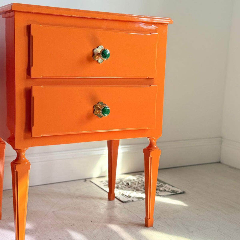 Cabinets & Storage Pair of Newly Made Orange Nightstands - Ready To Ship The Resplendent Crow