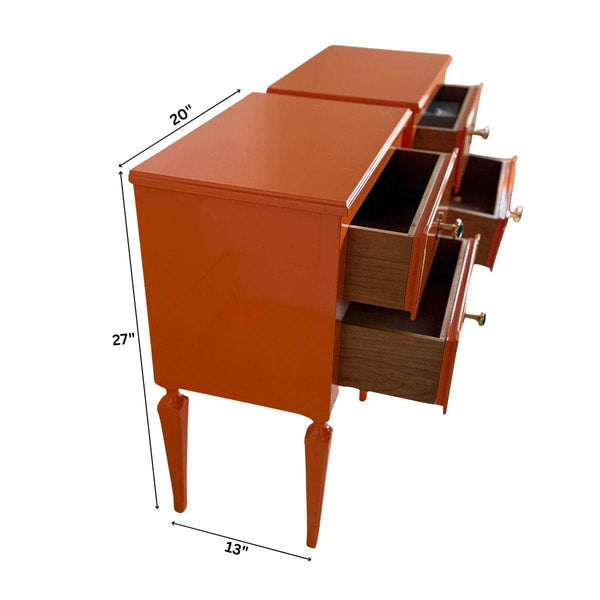 Cabinets & Storage Pair of Newly Made Orange Nightstands - Ready To Ship The Resplendent Crow