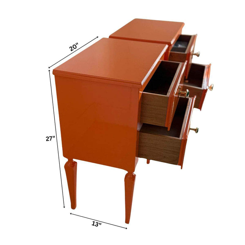 Cabinets & Storage Pair of Newly Made Orange Nightstands - Ready To Ship The Resplendent Crow