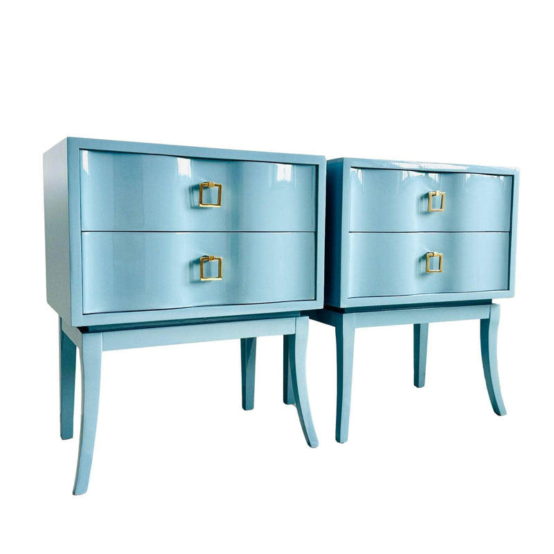 Cabinets & Storage Pair of Serpentine Nightstands in Oval Room Blue The Resplendent Crow