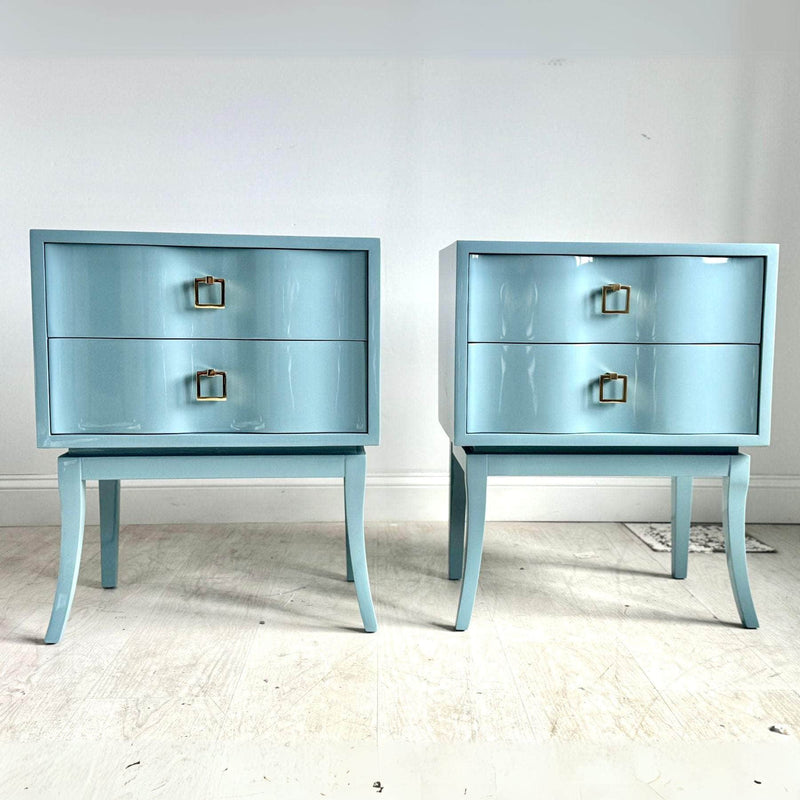 Cabinets & Storage Pair of Serpentine Nightstands in Oval Room Blue The Resplendent Crow