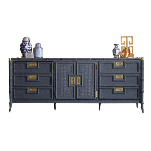 Cabinets & Storage Stanley Faux Bamboo Credenza - Lacquered The Resplendent Crow