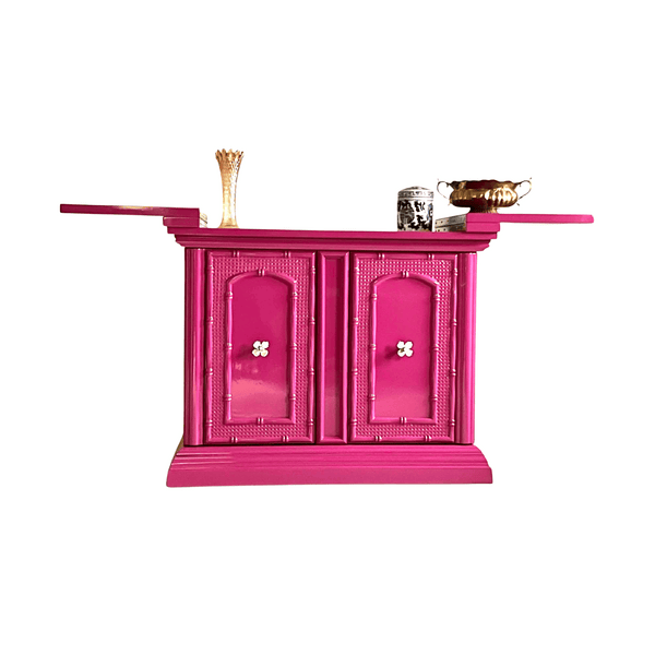 Cabinets & Storage Vintage Faux Bamboo Server Lacquered in Hot Pink The Resplendent Home