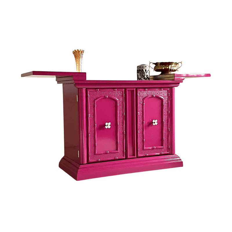Cabinets & Storage Vintage Faux Bamboo Server Lacquered in Hot Pink The Resplendent Home