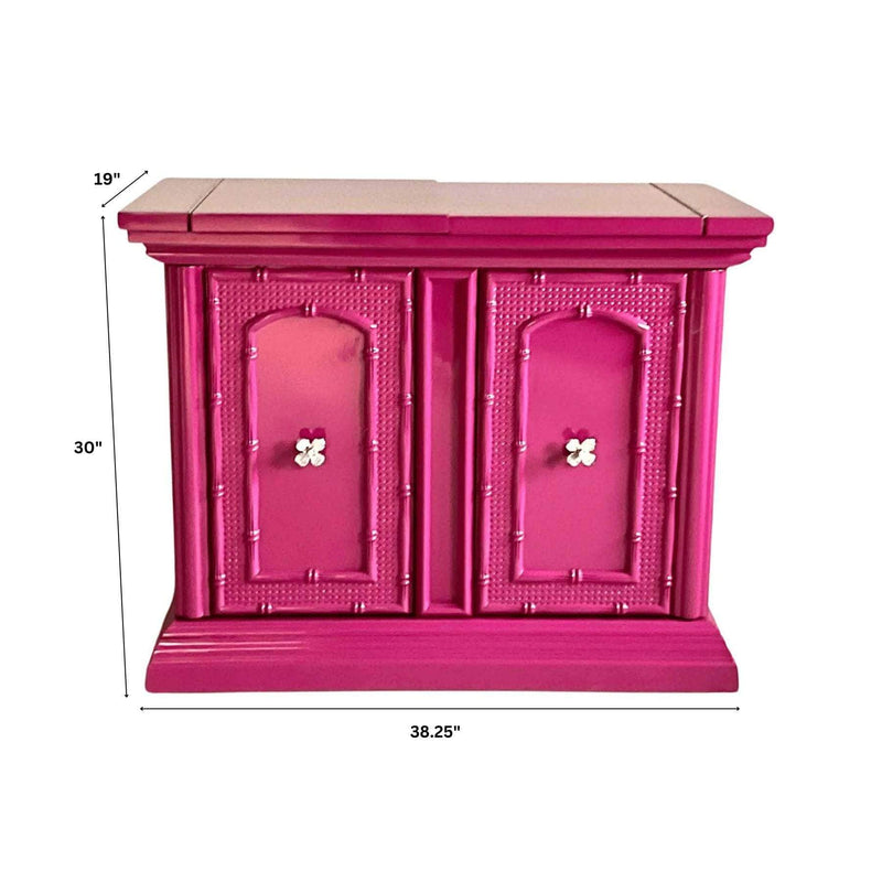 Cabinets & Storage Vintage Faux Bamboo Server Lacquered in Hot Pink The Resplendent Crow