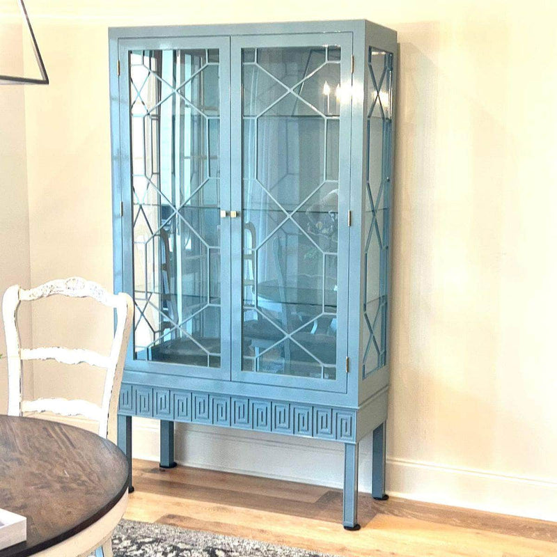China Cabinets & Hutches Athens Etagere Cabinet w/ Greek Key Details - Ready To Ship The Resplendent Crow