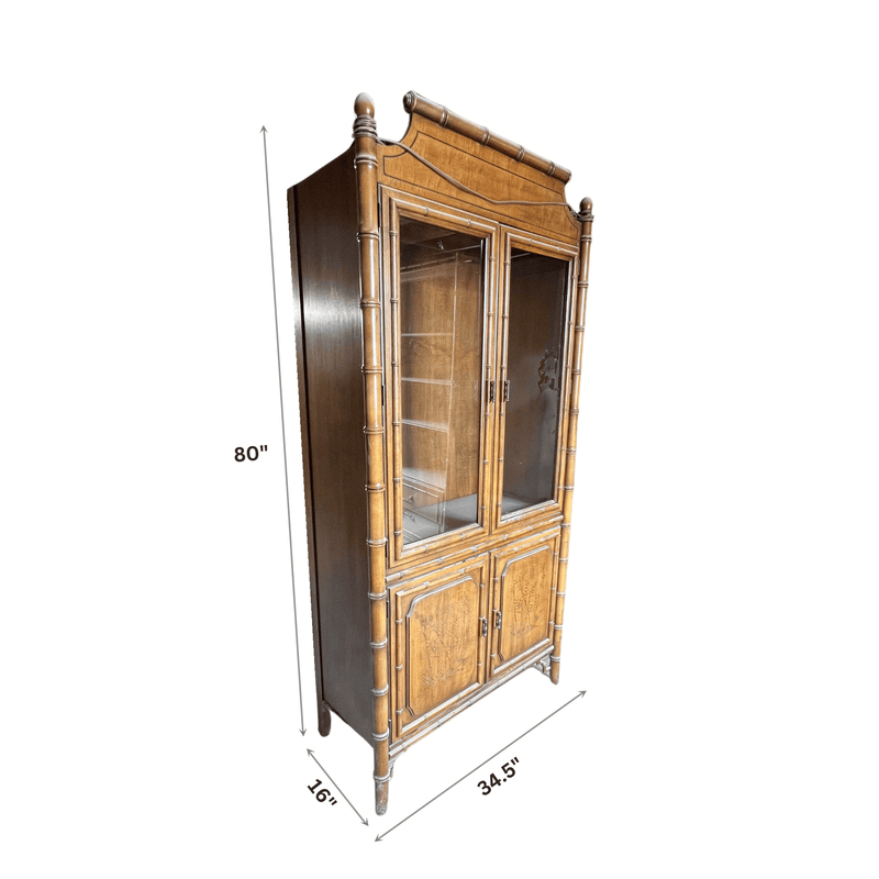 China Cabinets & Hutches Bamboo-Inspired Faux China Cabinet - Custom Lacquered The Resplendent Home