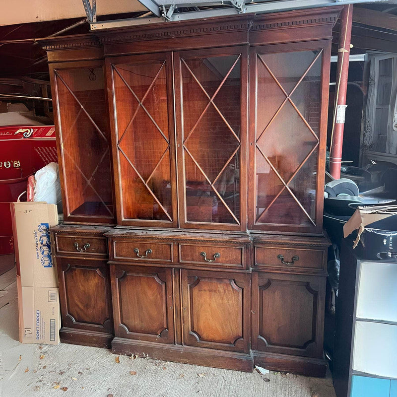 China Cabinets & Hutches Extra Large Fretwork China Cabinet - Custom Lacquered The Resplendent Crow