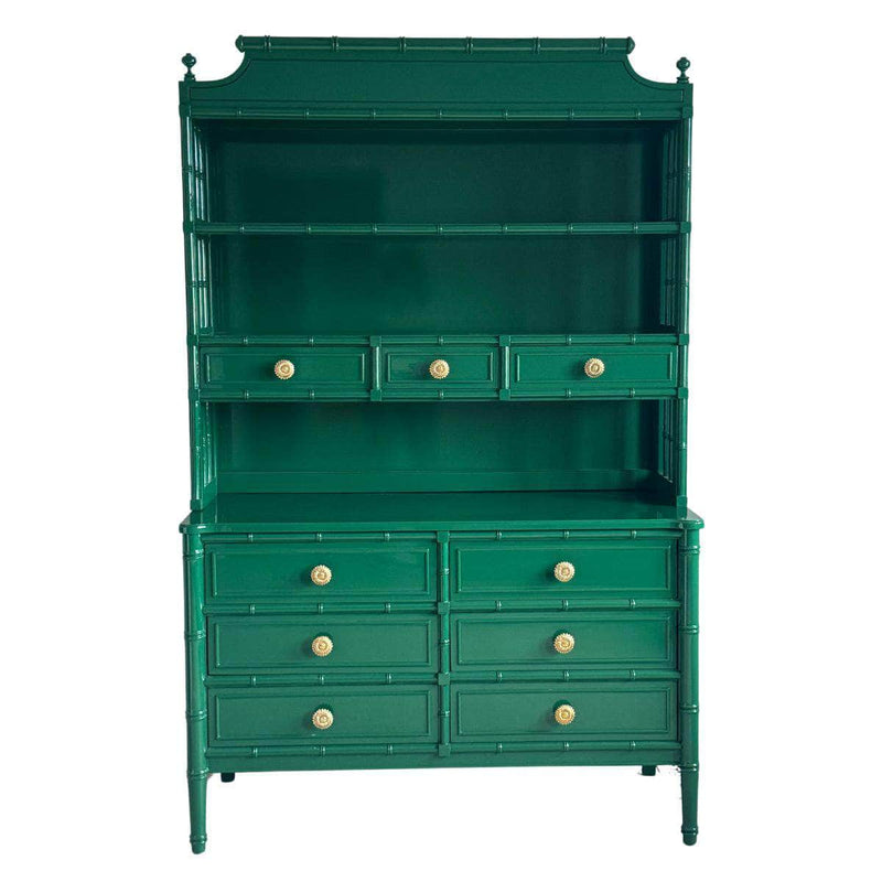 Vintage Faux Bamboo Hutch - Custom Lacquered Vintage Faux Bamboo Hutch - Custom Lacquered