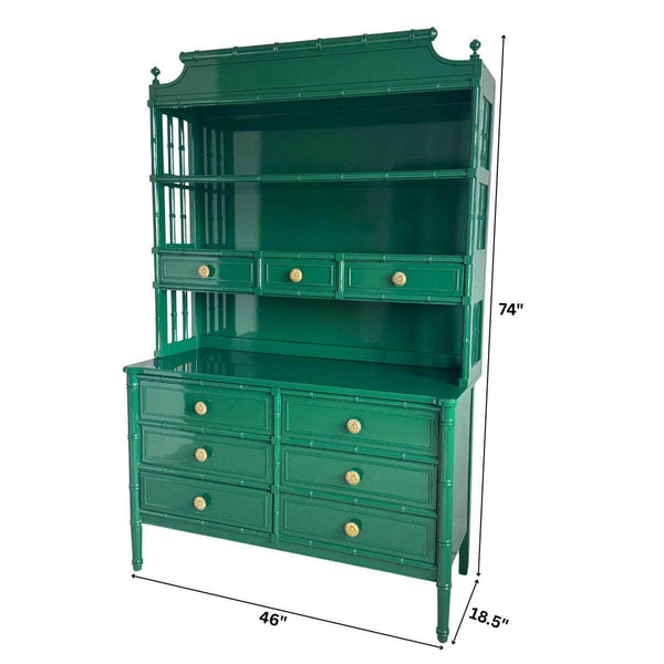 China Cabinets & Hutches Shangrila Hutch in Bottle Green - Ready To Ship The Resplendent Crow
