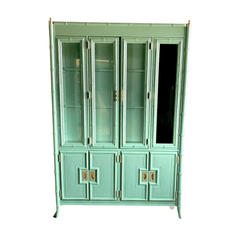 Tall Stanley Faux Bamboo China Cabinet - Lacquered