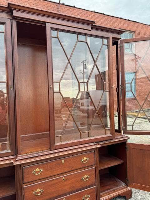 China Cabinets & Hutches Traditional Extra-Large Vintage China Cabinet Lacquered The Resplendent Home