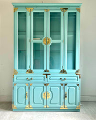 Vintage Hollywood Regency China Cabinet - Lacquered