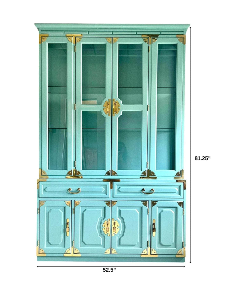 China Cabinets & Hutches Vintage Hollywood Regency China Cabinet - Lacquered The Resplendent Crow