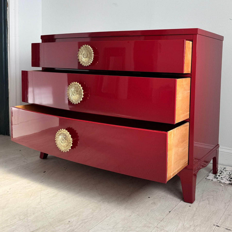 Curved Accent Chest in Lipstick Red - Ready To Ship The Resplendent Crow