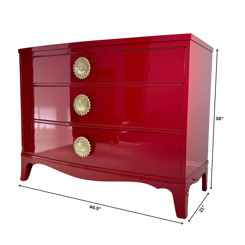 Curved Accent Chest in Lipstick Red - Ready To Ship The Resplendent Crow