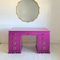Executive Chinoiserie Desk in Hot Pink - Ready To Ship