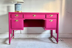 Vintage Century Desk Lacquered in Peony Pink