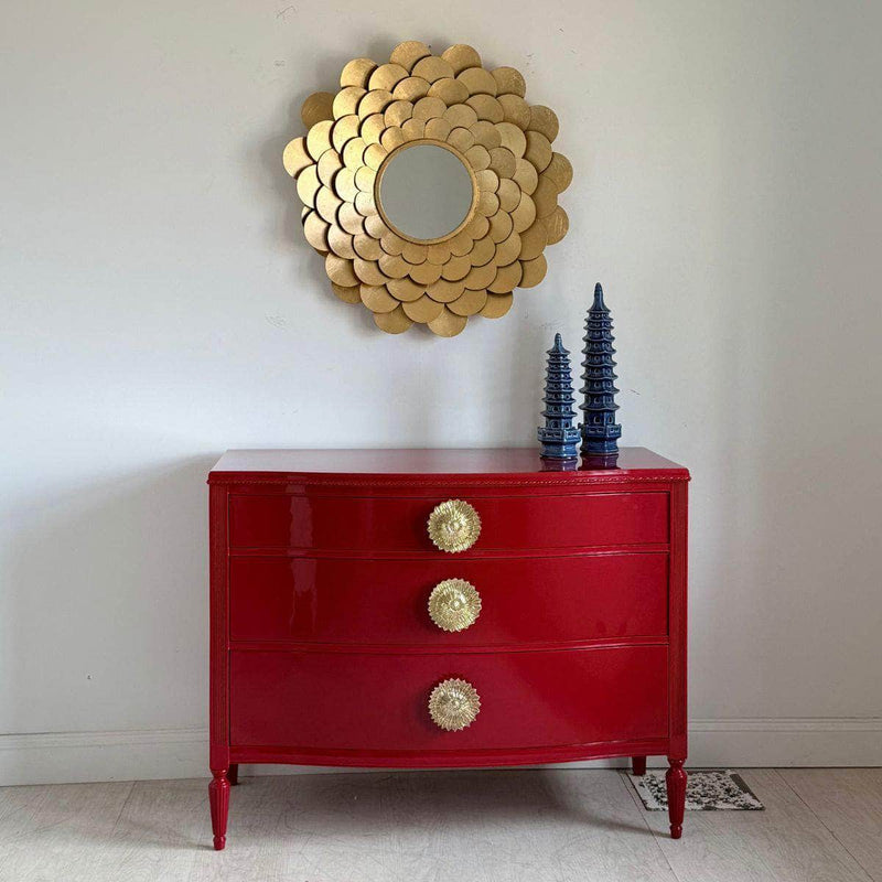 Dressers 3-Drawer Chest in Lipstick Red - Custom Lacquered The Resplendent Crow